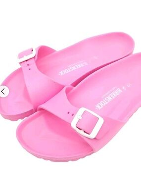 Birkenstock Pink EVA Madrid Slide Sandals with White Buckle